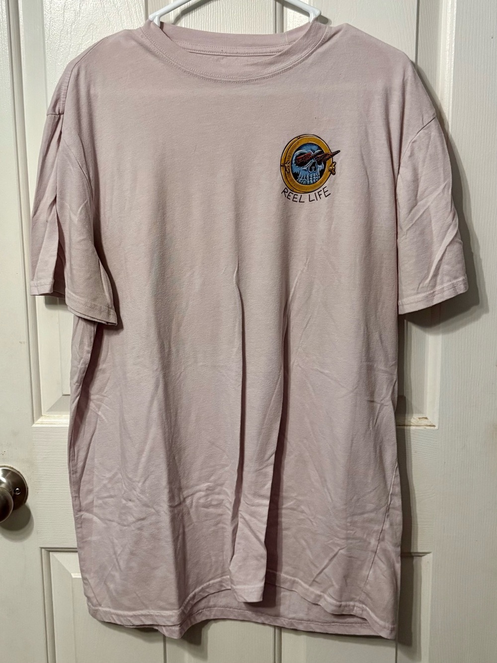 Reel Life Graphic Crewneck Tee - Light Pink